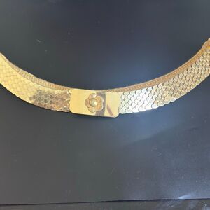 Unique Gold-Tone Fish-Scale Stretch Belt Vintage Statement Belt (70s/80s Style)
